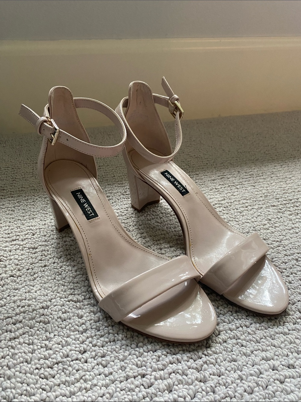Nine West Nude Heels with Ankle Strap